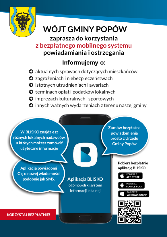 Obrazek przedstawiający plakat promujący aplikację do powiadamiania mieszkańców